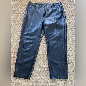Faux black leather chino pants